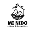 Logo de Mi Nido en blanco, icono de casa y pájaro