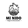 Logo de Mi Nido en blanco, icono de casa y pájaro